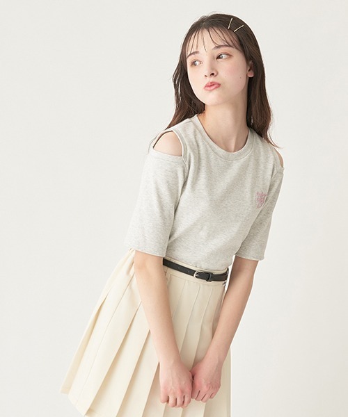 LOVETOXIC（ラブトキシック）の「肩あきテレコ半T（Tシャツ/カットソー・キッズ・ブラック/オフホワイト/ホワイト/サックスブルー・S/L/SS/M）」の21枚目の写真