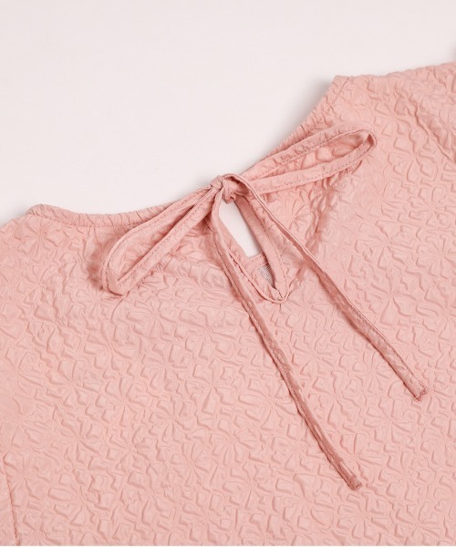 La-gemme(ラジェム)の「半袖ジャガードブラウス(シャツ/ブラウス・レディース・ブラック/グレー/ピンク/ホワイト・フリー)」の8枚目の写真