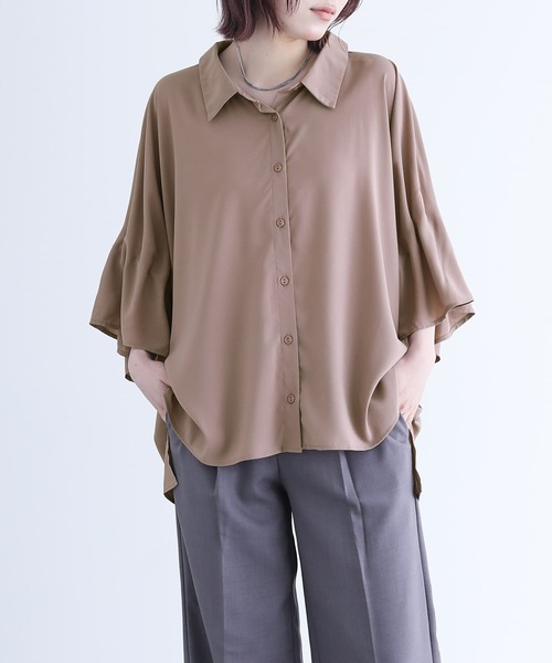 n'OrLABEL（ノアールレーベル）の「『タックデザインスリーブブラウス』（シャツ/ブラウス・レディース・グレイッシュブルー/オフホワイト/ブラック/ピンク・FREE）」の13枚目の写真