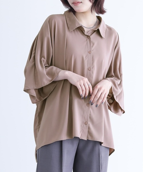 n'OrLABEL（ノアールレーベル）の「『タックデザインスリーブブラウス』（シャツ/ブラウス・レディース・グレイッシュブルー/オフホワイト/ブラック/ピンク・FREE）」の12枚目の写真