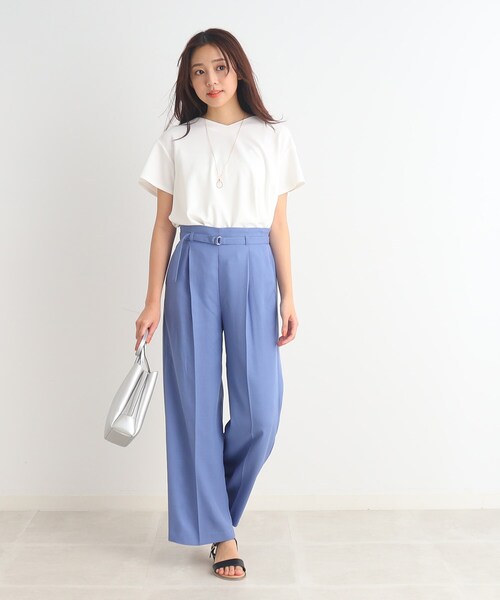 DRESKIP（ドレスキップ）の「◆【2点セット】浅Vネックですっきり フレアスリーブTシャツ+ネックレス（Tシャツ/カットソー・レディース・オフホワイト/ライトグレー/ブラック/オレンジ・02/03/04）」の5枚目の写真