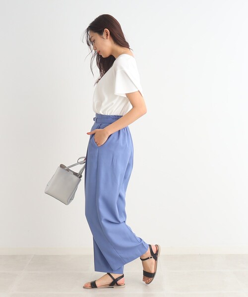 DRESKIP（ドレスキップ）の「◆【2点セット】浅Vネックですっきり フレアスリーブTシャツ+ネックレス（Tシャツ/カットソー・レディース・オフホワイト/ライトグレー/ブラック/オレンジ・02/03/04）」の6枚目の写真