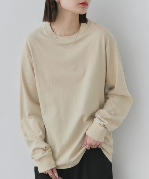 ad thie(アドティエ)の「シンプル 長袖Tシャツ(Tシャツ/カットソー・レディース・ライトカーキ/ベージュ/グレー/グリーン/ブラウン/ボルドー/ライトグレー/サックスブルー/パープル/杢グレー/ライトピンク/ブラック/オフホワイト/ブルー系/ブラック系/ホワイト系/チャコール/ピンク/レッド/ネイビー・FREE)」の10枚目の写真