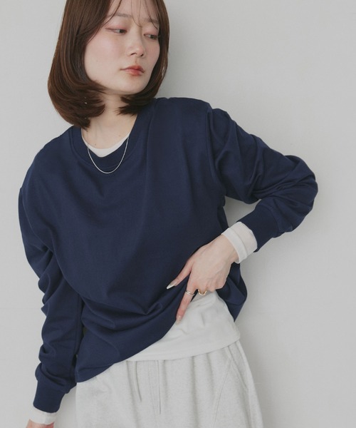 ad thie(アドティエ)の「シンプル 長袖Tシャツ(Tシャツ/カットソー・レディース・ライトカーキ/ベージュ/グレー/グリーン/ブラウン/ボルドー/ライトグレー/サックスブルー/パープル/杢グレー/ライトピンク/ブラック/オフホワイト/ブルー系/ブラック系/ホワイト系/チャコール/ピンク/レッド/ネイビー・FREE)」の13枚目の写真