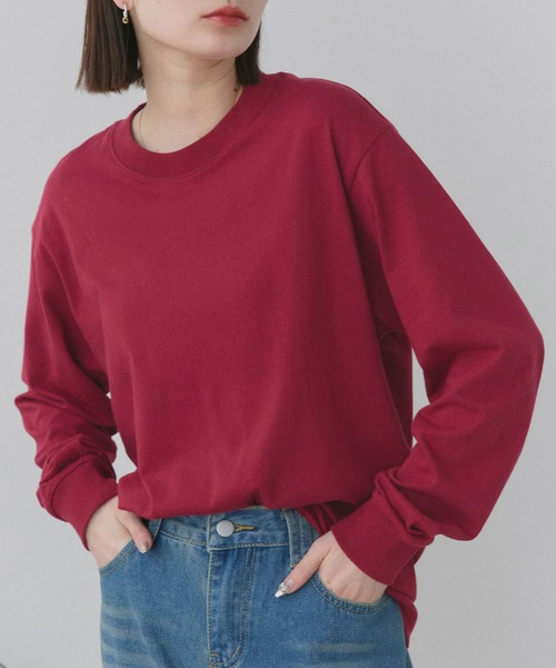 ad thie(アドティエ)の「シンプル 長袖Tシャツ(Tシャツ/カットソー・レディース・ライトカーキ/ベージュ/グレー/グリーン/ブラウン/ボルドー/ライトグレー/サックスブルー/パープル/杢グレー/ライトピンク/ブラック/オフホワイト/ブルー系/ブラック系/ホワイト系/チャコール/ピンク/レッド/ネイビー・FREE)」の20枚目の写真