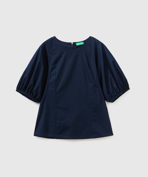 BENETTON (UNITED COLORS OF BENETTON)（ベネトンユナイテッドカラーズオブベネトン）の「5分袖パフスリーブクルーネックブラウス（シャツ/ブラウス・レディース・ネイビー/ホワイト/ピンク・LARGE/MEDIUM/SMALL/X-SMALL）」の9枚目の写真