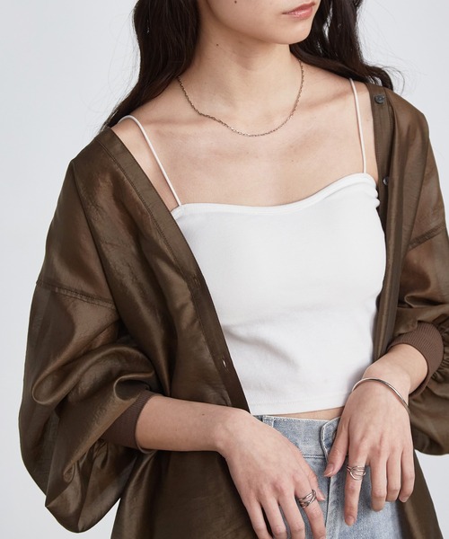 solleim（ソルレム）の「カップ付き細ストラップキャミ（キャミソール・レディース・グレー/オフホワイト/ブラック/ピンク/ブラウン・M）」の2枚目の写真