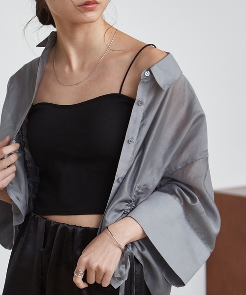 solleim（ソルレム）の「カップ付き細ストラップキャミ（キャミソール・レディース・グレー/オフホワイト/ブラック/ピンク/ブラウン・M）」の3枚目の写真