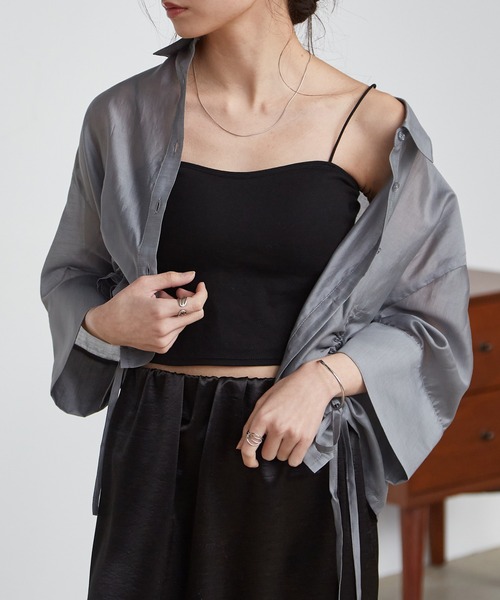 solleim（ソルレム）の「カップ付き細ストラップキャミ（キャミソール・レディース・グレー/オフホワイト/ブラック/ピンク/ブラウン・M）」の22枚目の写真