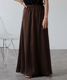 Bonjour Sagan | ウエストゴムサテンロングスカート(スカート)