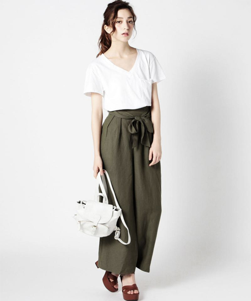 ROSE BUD(ローズバッド)の「S-LPT-15112 W/RIBBON WIDE LEG PANTS(その他パンツ・レディース・ライトベージュ/オリーブドラブ・ONE SIZE)」の12枚目の写真