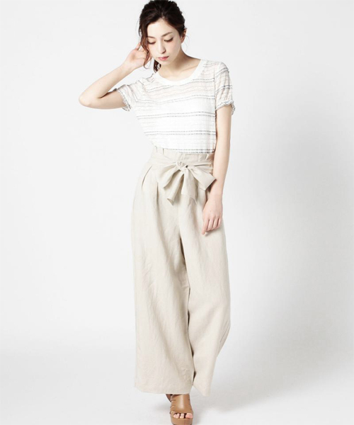 ROSE BUD(ローズバッド)の「S-LPT-15112 W/RIBBON WIDE LEG PANTS(その他パンツ・レディース・ライトベージュ/オリーブドラブ・ONE SIZE)」の11枚目の写真