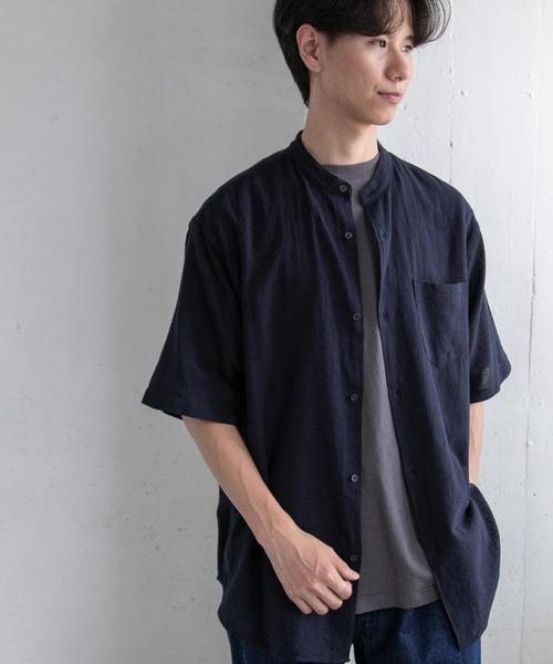 FORK&SPOON(フォークアンドスプーン)の「FORK&SPOON パナマバンドカラーシャツ(シャツ/ブラウス・メンズ・ネイビー/アイボリー・4/5)」の2枚目の写真