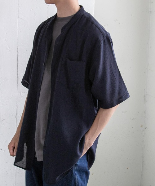 FORK&SPOON(フォークアンドスプーン)の「FORK&SPOON パナマバンドカラーシャツ(シャツ/ブラウス・メンズ・ネイビー/アイボリー・4/5)」の7枚目の写真