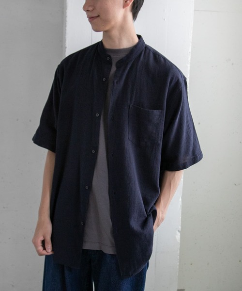 FORK&SPOON(フォークアンドスプーン)の「FORK&SPOON パナマバンドカラーシャツ(シャツ/ブラウス・メンズ・ネイビー/アイボリー・4/5)」の5枚目の写真