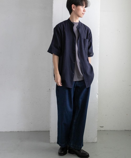 FORK&SPOON(フォークアンドスプーン)の「FORK&SPOON パナマバンドカラーシャツ(シャツ/ブラウス・メンズ・ネイビー/アイボリー・4/5)」の4枚目の写真