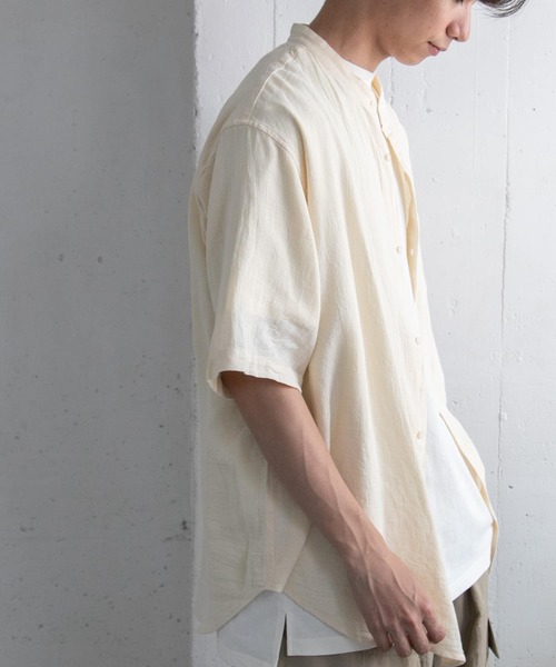 FORK&SPOON(フォークアンドスプーン)の「FORK&SPOON パナマバンドカラーシャツ(シャツ/ブラウス・メンズ・ネイビー/アイボリー・4/5)」の8枚目の写真