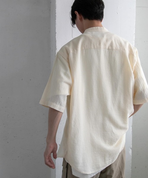 FORK&SPOON(フォークアンドスプーン)の「FORK&SPOON パナマバンドカラーシャツ(シャツ/ブラウス・メンズ・ネイビー/アイボリー・4/5)」の9枚目の写真