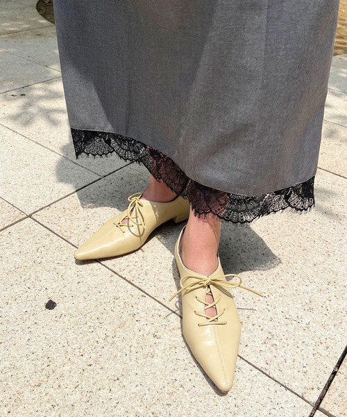 EVOL（イーボル）の「【EVOL】ソフトポインテッドレースアップパンプス IV5204（パンプス・レディース・アイボリー/ベージュ/ブラック・22.0cm/24.0cm/22.5cm/24.5cm/23.0cm/23.5cm）」の5枚目の写真