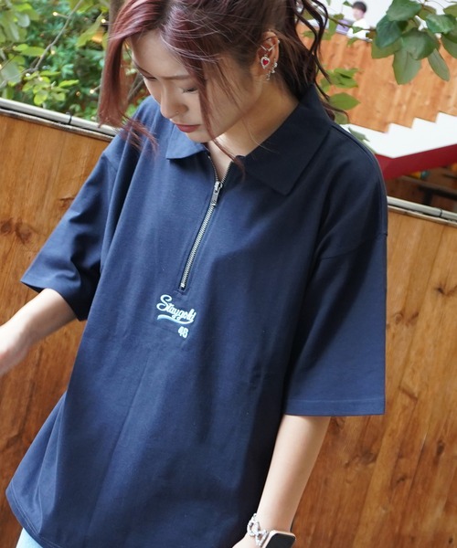STAY GOLD(ステイゴールド)の「【STAYGOLD】ワンポイント刺繍 ハーフジップ Tシャツ / One-point Embroidery Half-zip T-shirt(Tシャツ/カットソー・メンズ・ネイビー/グリーン/ブラウン/ブラック・M/L)」の4枚目の写真