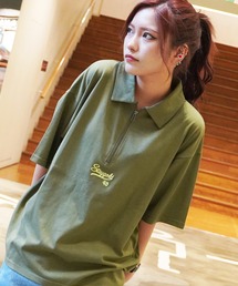 【STAYGOLD】ワンポイント刺繍 ハーフジップ Tシャツ / One-point Embroidery Half-zip T-shirt