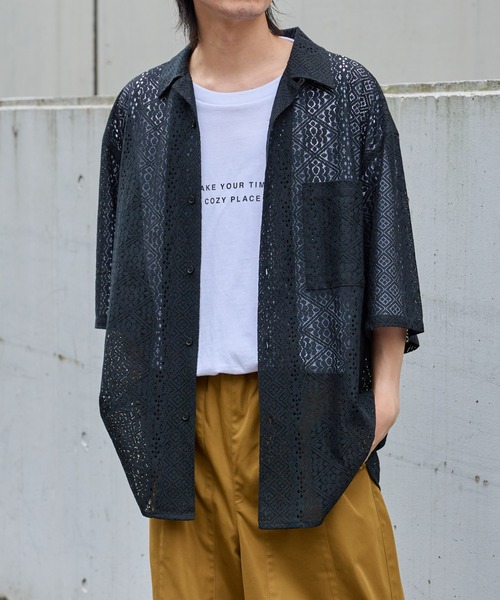 COLONY 2139(コロニートゥーワンスリーナイン)の「レース7分袖シャツ(シャツ/ブラウス・メンズ・ホワイト/ブラック・MEDIUM/LARGE)」の7枚目の写真