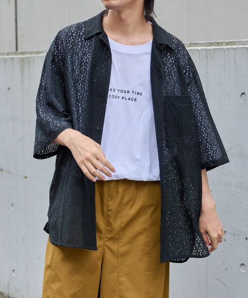 COLONY 2139(コロニートゥーワンスリーナイン)の「レース7分袖シャツ(シャツ/ブラウス・メンズ・ホワイト/ブラック・MEDIUM/LARGE)」の14枚目の写真