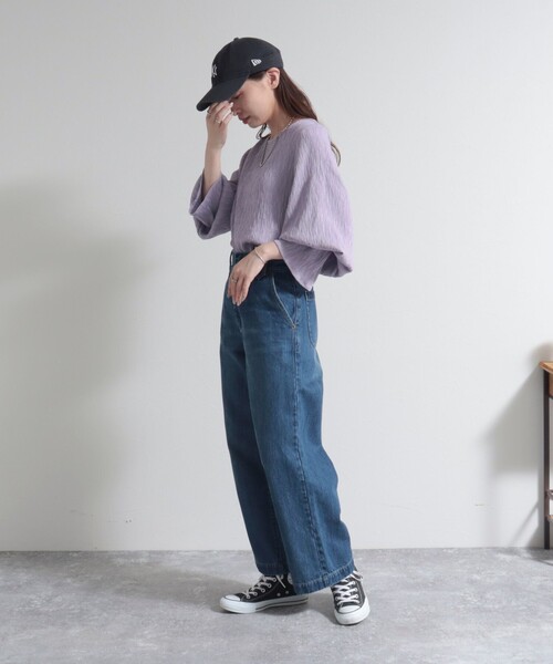 fredy emue（フレディエミュ）の「楊柳袖口フレアーブラウス（シャツ/ブラウス・レディース・ブラック/ベージュ/オフホワイト/ラベンダー・38）」の14枚目の写真