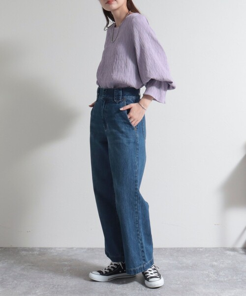 fredy emue（フレディエミュ）の「楊柳袖口フレアーブラウス（シャツ/ブラウス・レディース・ブラック/ベージュ/オフホワイト/ラベンダー・38）」の8枚目の写真