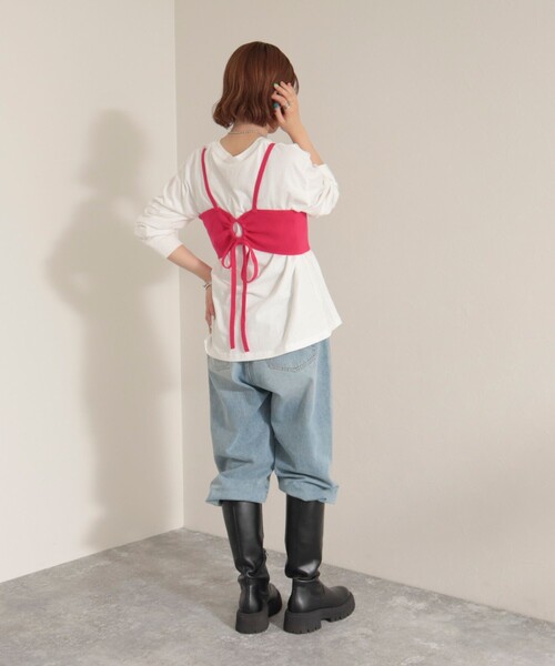 fredy emue（フレディエミュ）の「ニットビスチェ（ニット/セーター・レディース・チャコールグレー/ブラック/ピンク・38）」の6枚目の写真