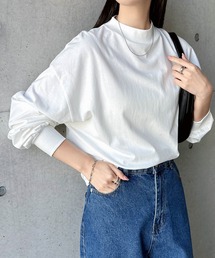 モックネックボリューム袖長袖Tシャツ