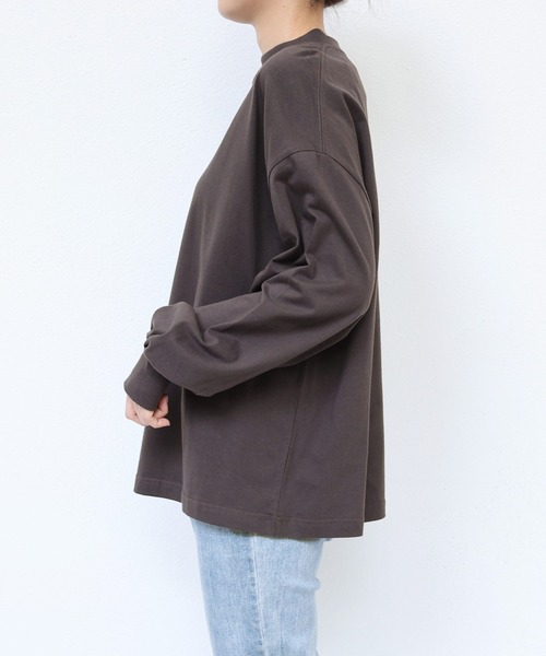 andme(アンドミー)の「モックネックボリューム袖長袖Tシャツ(Tシャツ/カットソー・レディース・スミクロ/ブラック/ブルーグレー/ベージュ系その他/オフホワイト/ホワイト×ブラック/ブラウン・M/L)」の10枚目の写真