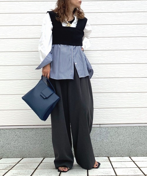 Q（キュー）の「ニットソービスチェ（ベスト・レディース・ブラック/グレー・MEDIUM）」の6枚目の写真