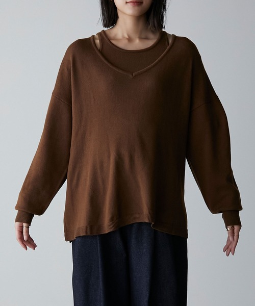 Anss.me(アンスミー)の「【Anss.me】アメスリニットタンク&ディープVネックニットセット(ニット/セーター・レディース・アイボリー/ブラウン/ブラック・FREE)」の20枚目の写真
