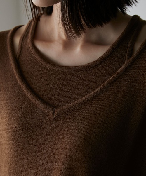 Anss.me(アンスミー)の「【Anss.me】アメスリニットタンク&ディープVネックニットセット(ニット/セーター・レディース・アイボリー/ブラウン/ブラック・FREE)」の21枚目の写真