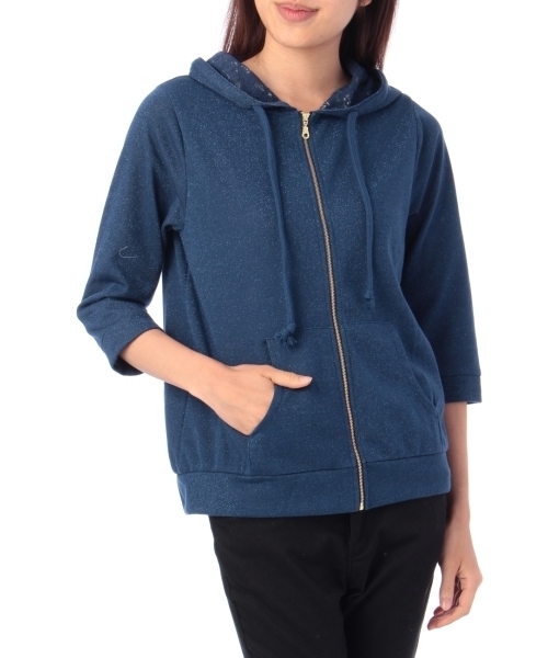 grove(グローブ)の「フード裏レース七分袖パーカー(パーカー・レディース・ホワイト/グリーン/ブルー/グレー・03/02)」の4枚目の写真