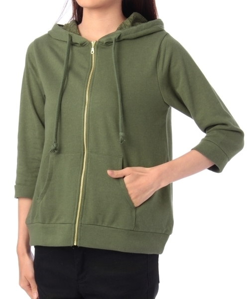 grove(グローブ)の「フード裏レース七分袖パーカー(パーカー・レディース・ホワイト/グリーン/ブルー/グレー・03/02)」の7枚目の写真