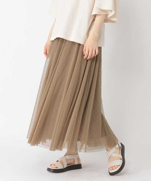 studio CLIP(スタディオクリップ)の「ドットチュールスカート(スカート・レディース・ブラック/モカ・FREE)」の7枚目の写真