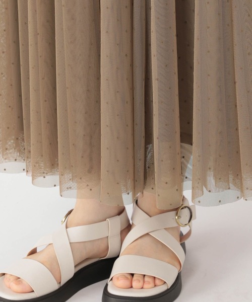 studio CLIP(スタディオクリップ)の「ドットチュールスカート(スカート・レディース・ブラック/モカ・FREE)」の11枚目の写真