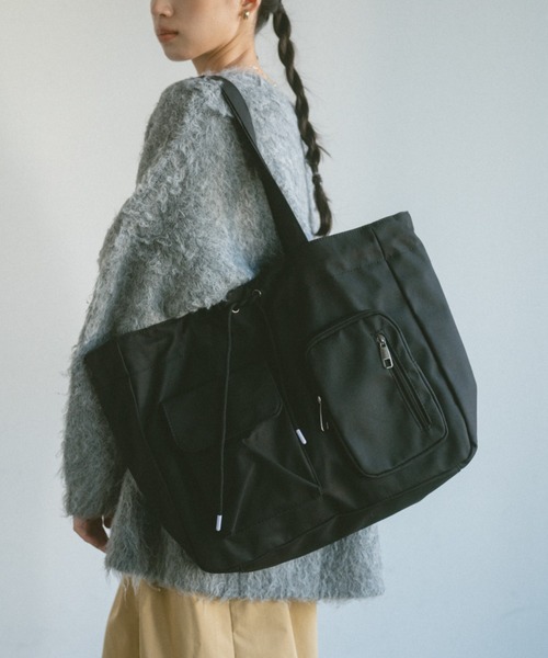 VANNIE U（ヴァニーユー）の「アウトポケットドロストバッグ（トートバッグ・レディース・アイボリー/ブラック・FREE）」の7枚目の写真