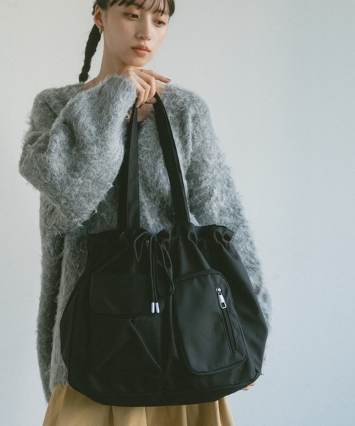 VANNIE U（ヴァニーユー）の「アウトポケットドロストバッグ（トートバッグ・レディース・アイボリー/ブラック・FREE）」の9枚目の写真