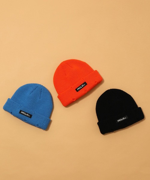 MILKFED.（ミルクフェド）の「BAR LOGO CRASH KNIT CAP（ニットキャップ/ビーニー・レディース・オレンジ/ブルー/ブラック・ONE SIZE）」の8枚目の写真