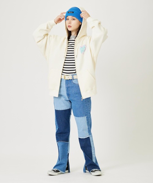 MILKFED.（ミルクフェド）の「BAR LOGO CRASH KNIT CAP（ニットキャップ/ビーニー・レディース・オレンジ/ブルー/ブラック・ONE SIZE）」の5枚目の写真