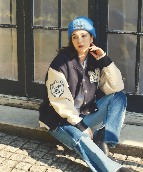 MILKFED.（ミルクフェド）の「BAR LOGO CRASH KNIT CAP（ニットキャップ/ビーニー・レディース・オレンジ/ブルー/ブラック・ONE SIZE）」の15枚目の写真