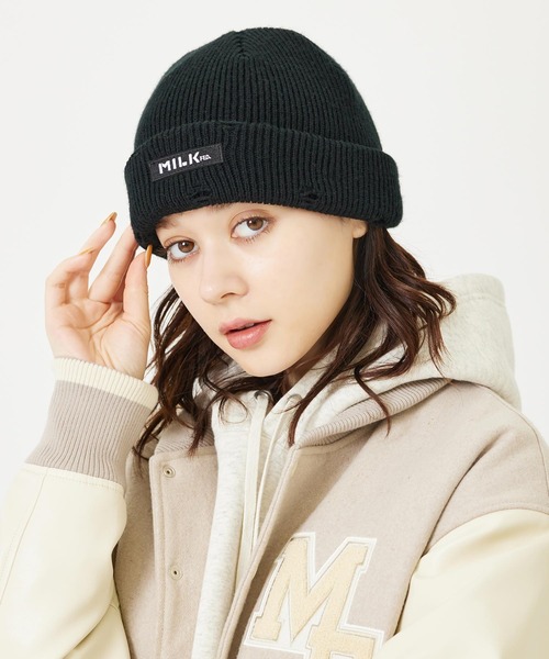 MILKFED.（ミルクフェド）の「BAR LOGO CRASH KNIT CAP（ニットキャップ/ビーニー・レディース・オレンジ/ブルー/ブラック・ONE SIZE）」の17枚目の写真