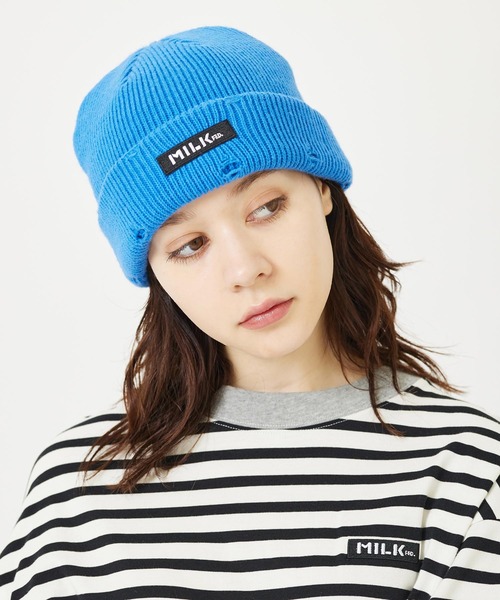 MILKFED.（ミルクフェド）の「BAR LOGO CRASH KNIT CAP（ニットキャップ/ビーニー・レディース・オレンジ/ブルー/ブラック・ONE SIZE）」の16枚目の写真