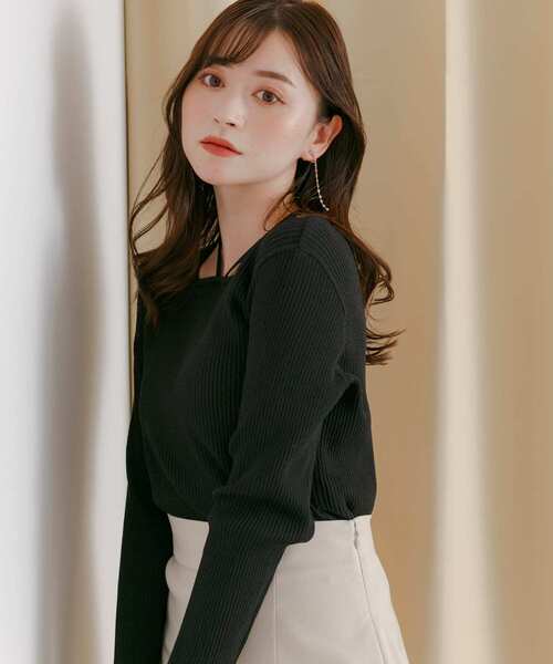 HEYUMM（ヘユム）の「ホルタースクエアネックコンパクトセーター（ニット/セーター・レディース・オフホワイト/オレンジ/ブラック・ONE）」の15枚目の写真