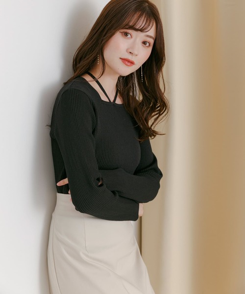 HEYUMM（ヘユム）の「ホルタースクエアネックコンパクトセーター（ニット/セーター・レディース・オフホワイト/オレンジ/ブラック・ONE）」の19枚目の写真