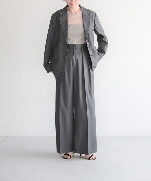 LEPSIM（レプシィム）の「【FOR I SERIES】ストライプワイドパンツ　966470（その他パンツ・レディース・グレー/ネイビー・SMALL/MEDIUM）」の3枚目の写真