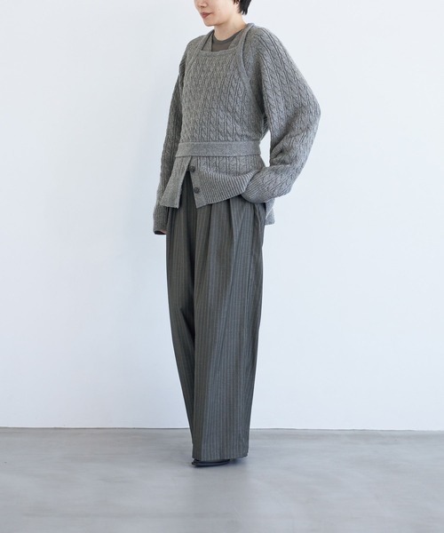 LEPSIM（レプシィム）の「【FOR I SERIES】ストライプワイドパンツ　966470（その他パンツ・レディース・グレー/ネイビー・SMALL/MEDIUM）」の6枚目の写真